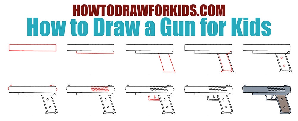 How to Draw a Gun for Kids | How to Draw for Kids