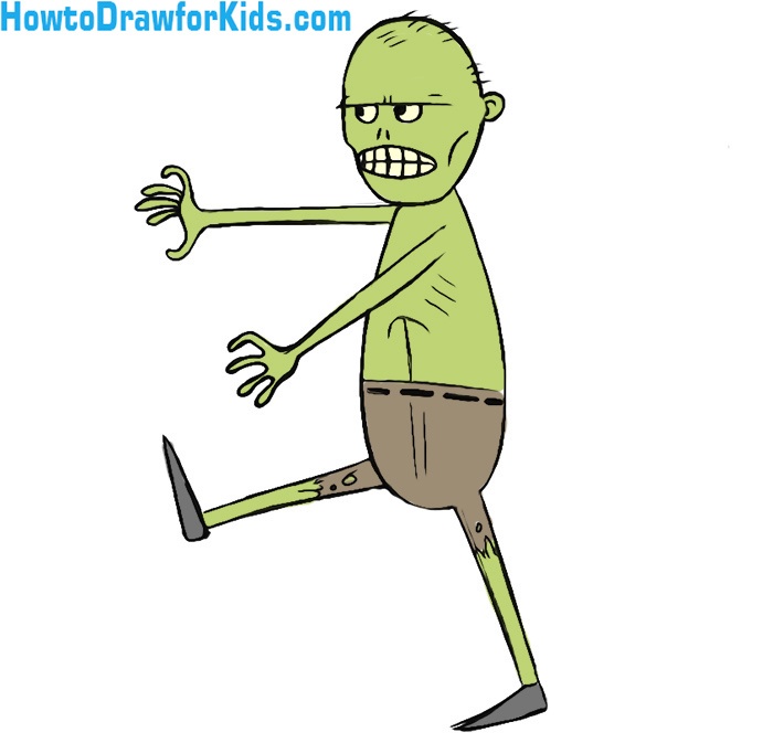 how to draw a zombie for kids