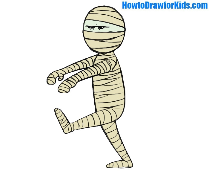 how to draw a mummy for kids