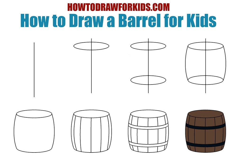 How to Draw a Barrel for Kids