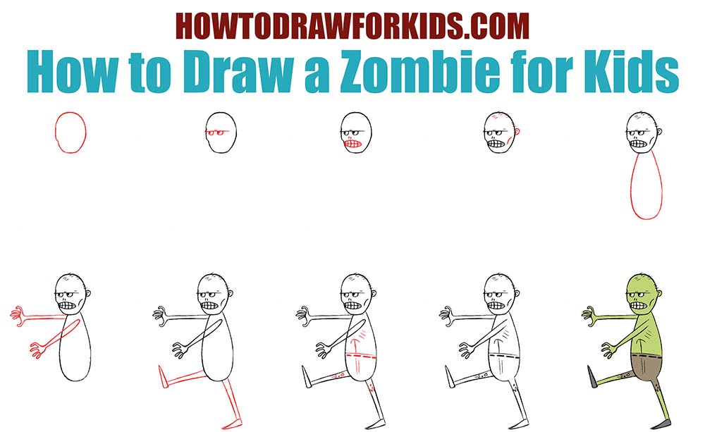 How to Draw a Zombie for Kids Easy Drawing Tutorial