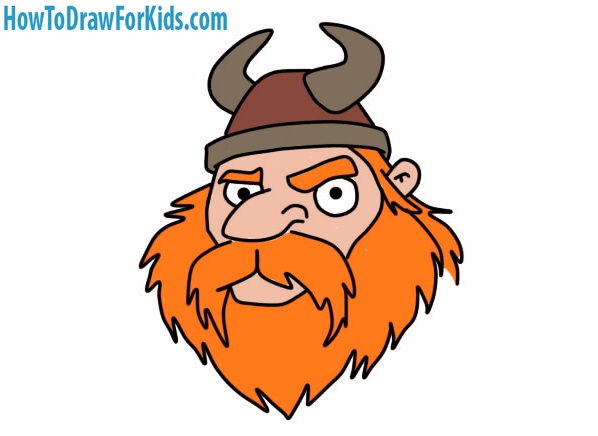 how to draw a Viking Head for kids