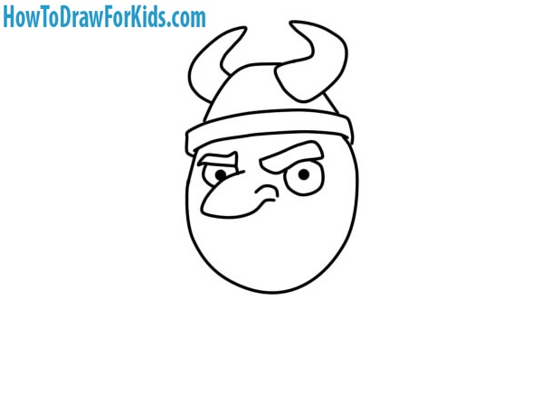 how to draw a Viking Head for children
