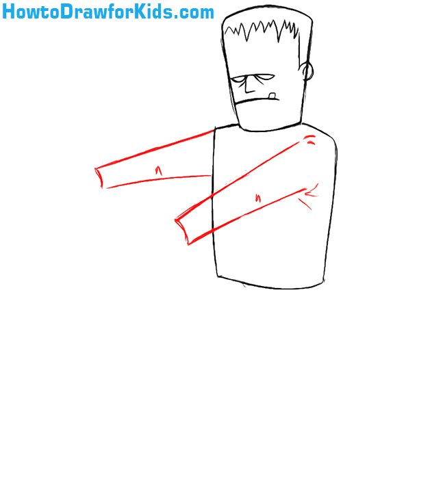 how to draw Frankenstein step by step