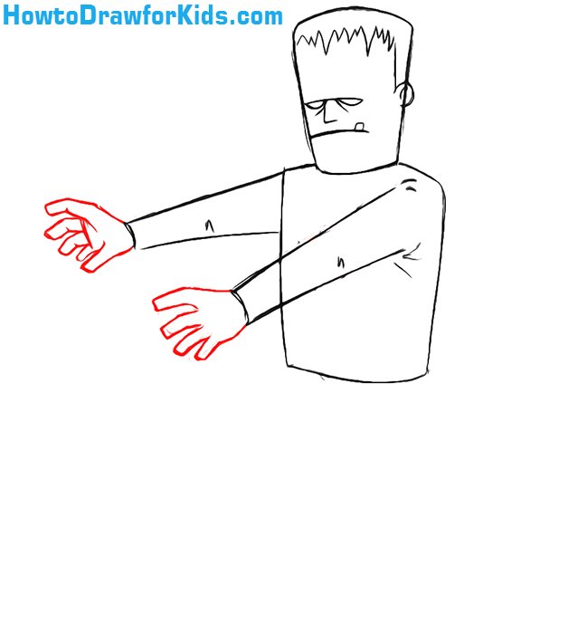 how to draw Frankenstein for kids