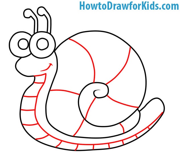 how to draw a Snail step by step