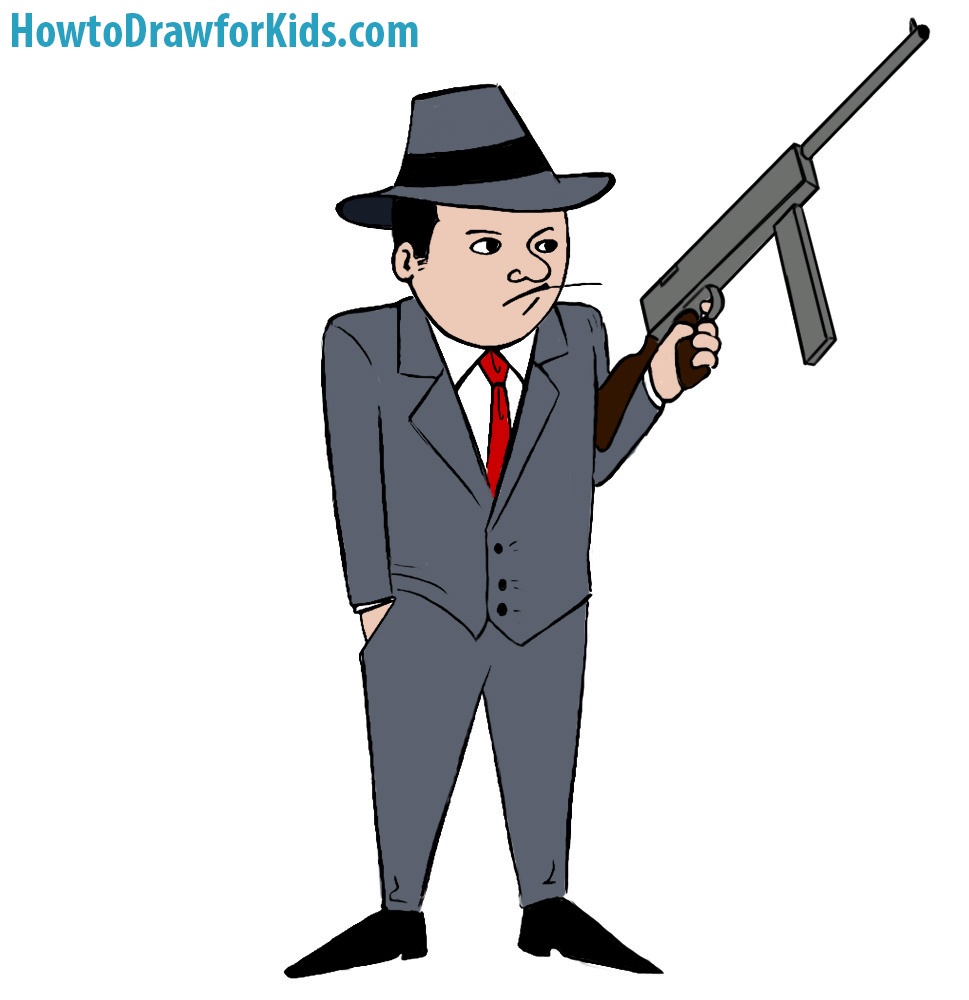 how to draw a gangster for kids