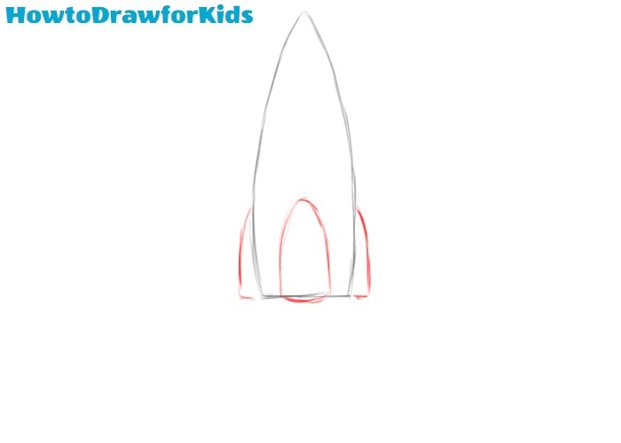 How to draw a rocket step by step