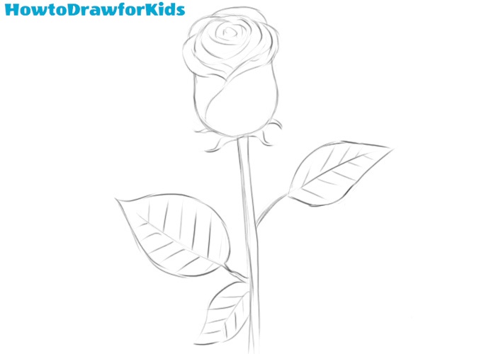 How to draw a rose for children