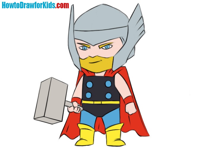 How to Draw Thor for Kids - Easy Drawing Tutorial Step By Step