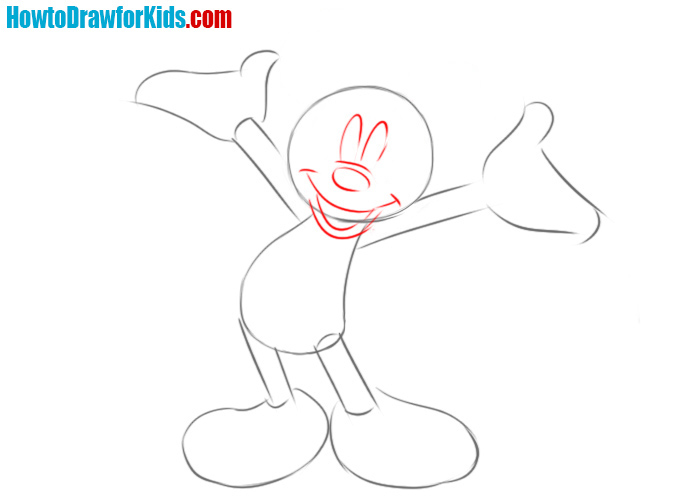 How to draw Mickey Mouse face