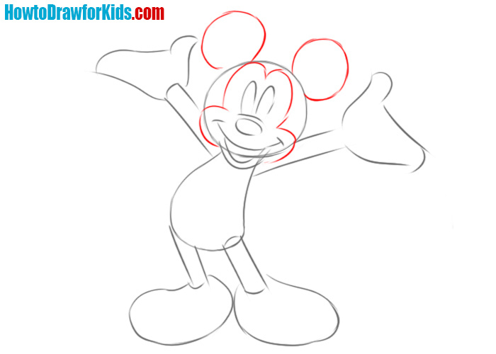 How to draw Mickey Mouse head
