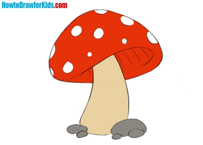 How to draw a mushroom for kids