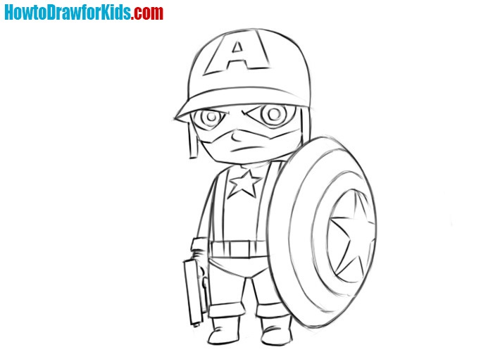How to draw Captain America for kids